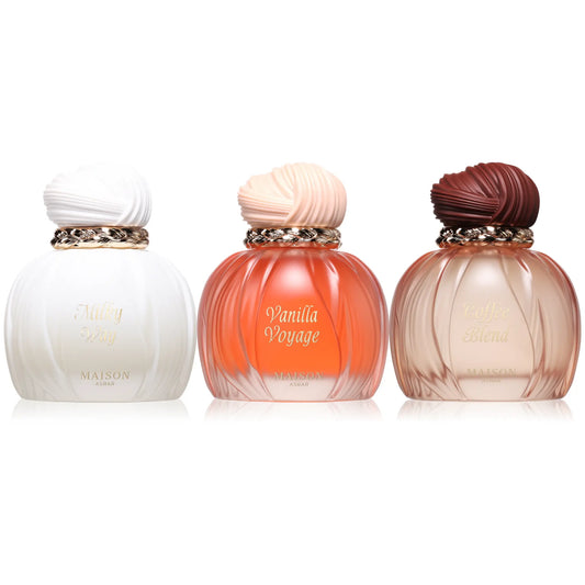 The Gourmand Trio Vanilla Voyage, Milky Way & Coffee Blend