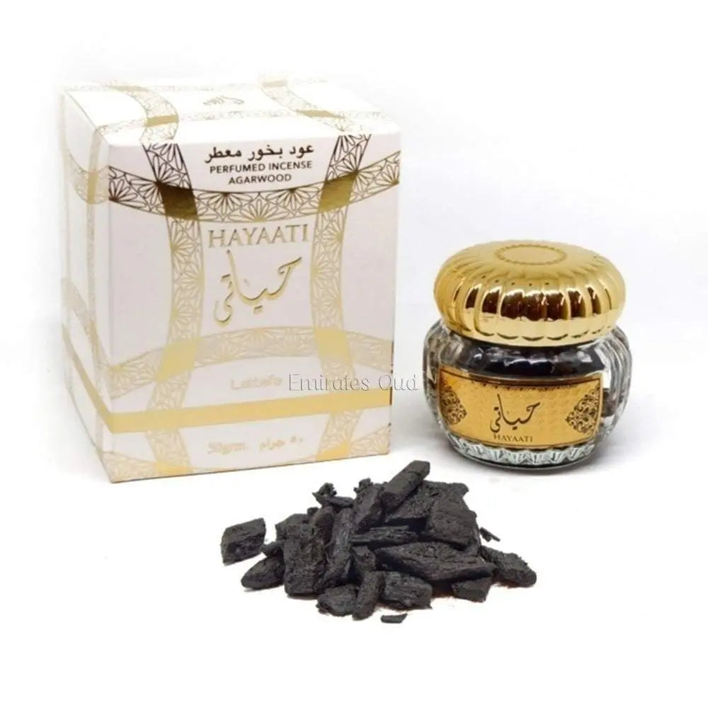 Hayaati Bakhoor Incense 50g Lattafa – Emirates Oud